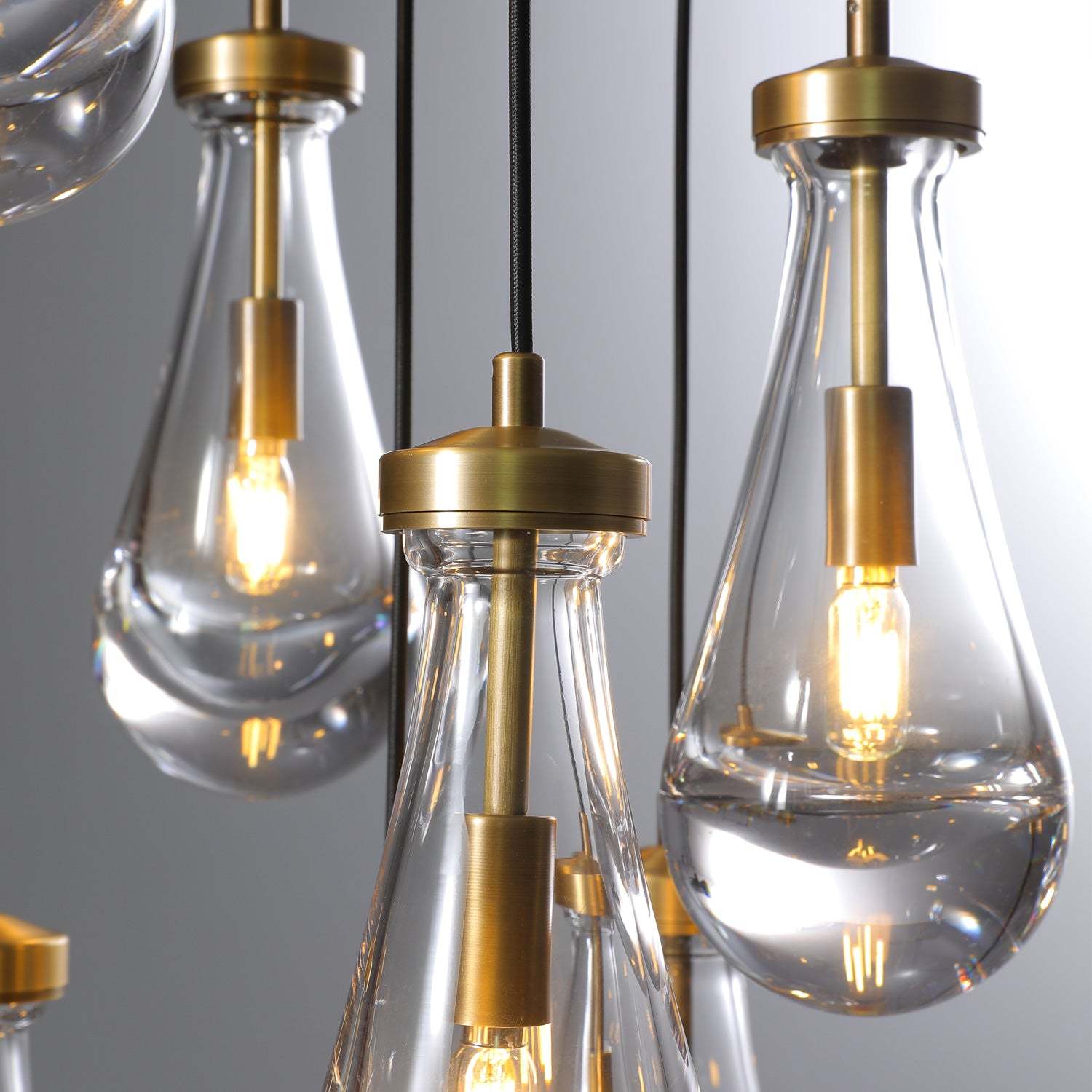 Rain Glass Round Chandelier 18"