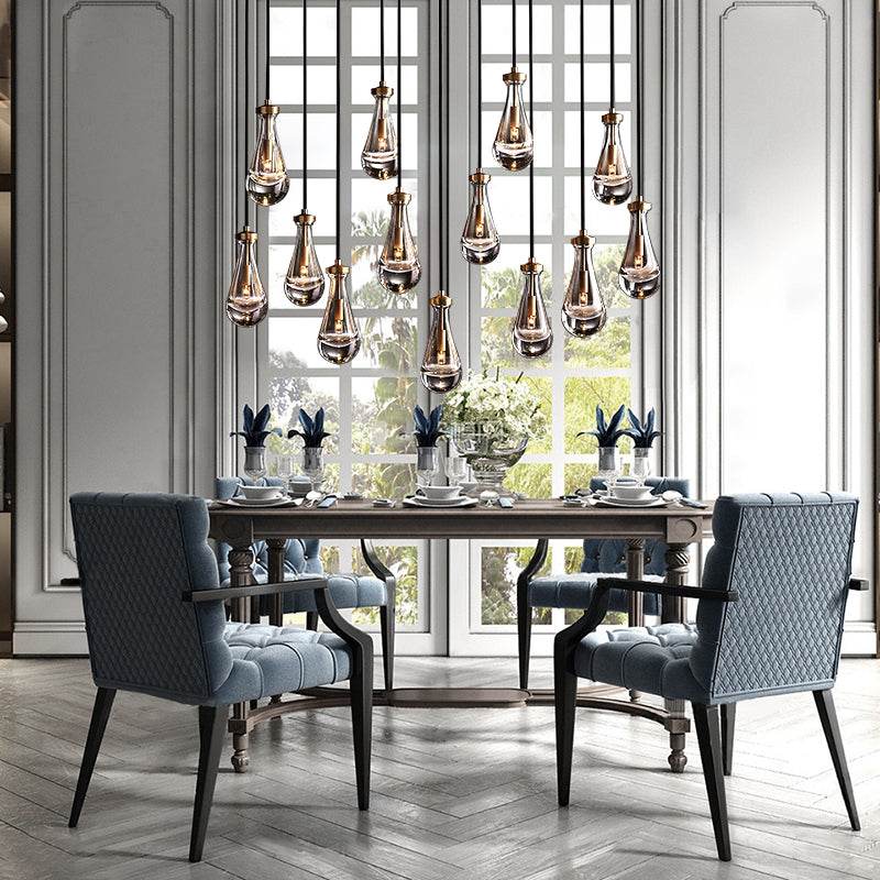 Rain Glass Linear Chandelier 54"