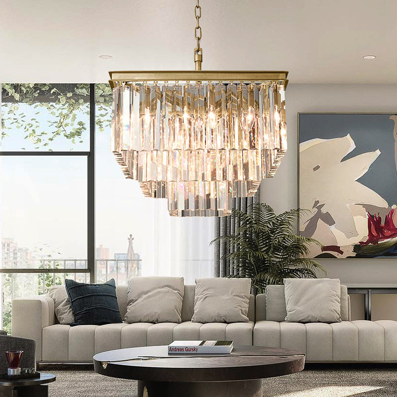 1930s Odeon Crystal Square Chandelier