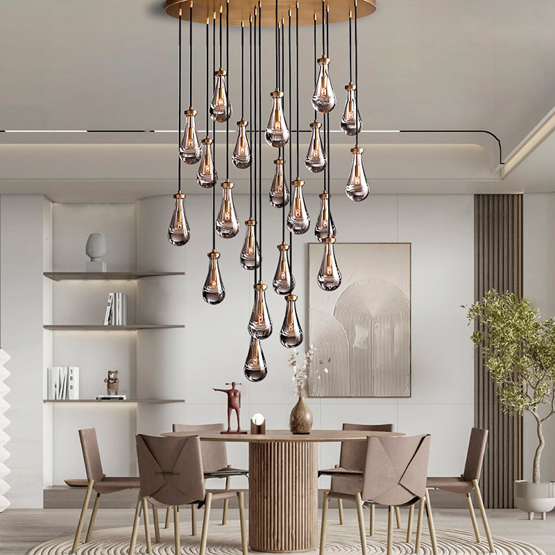 Rain Glass Round Chandelier 47" Dimmable 