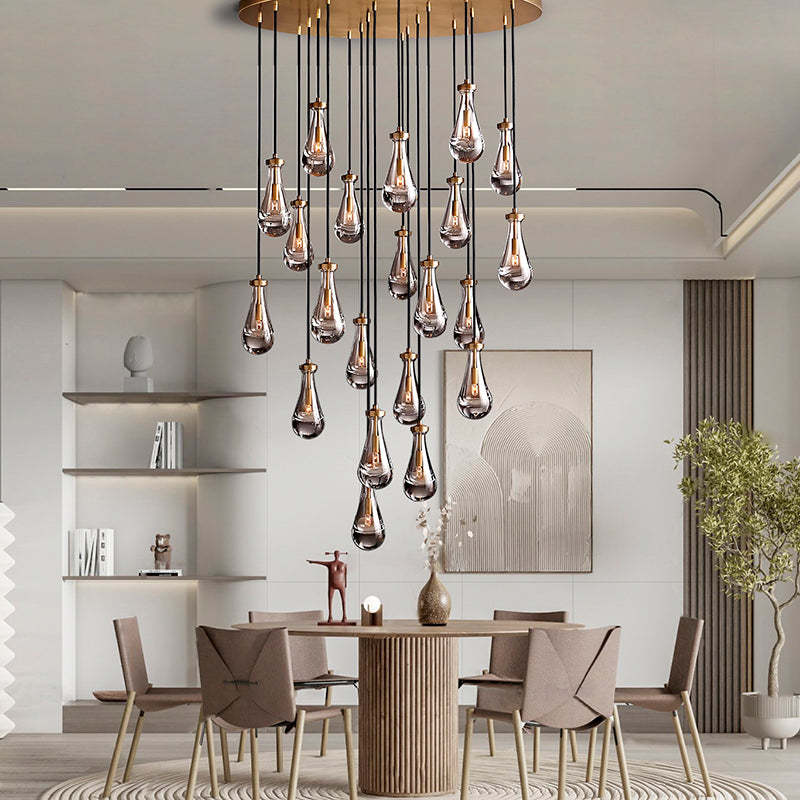Rain Glass Round Chandelier 47" Dimmable 