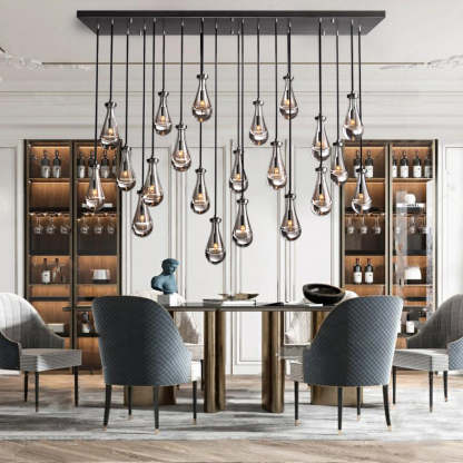 Rain Glass Linear Chandelier 72" W