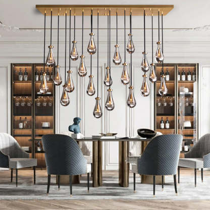 Rain Glass Linear Chandelier 72" W