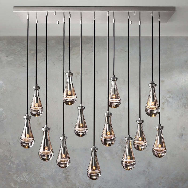 Rain Glass Linear Chandelier 54"
