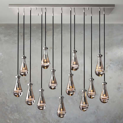 Rain Glass Linear Chandelier 54"
