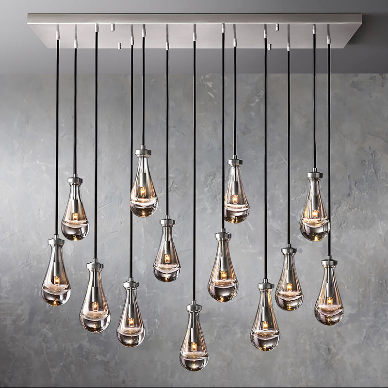 Rain Glass Linear Chandelier 54"