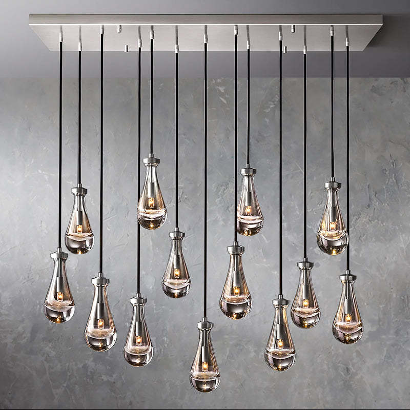 Rain Glass Linear Chandelier 54"