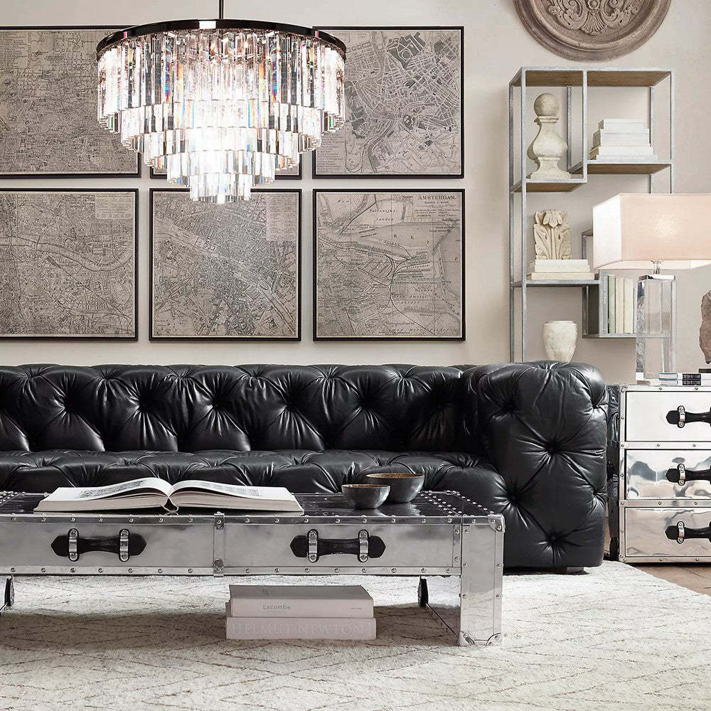 1030s Odeon Crystal Round Chandelier