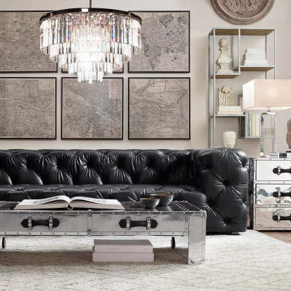 1030s Odeon Crystal Round Chandelier