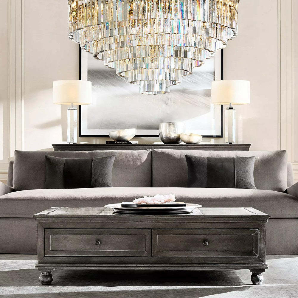 1030s Odeon Crystal Round Chandelier