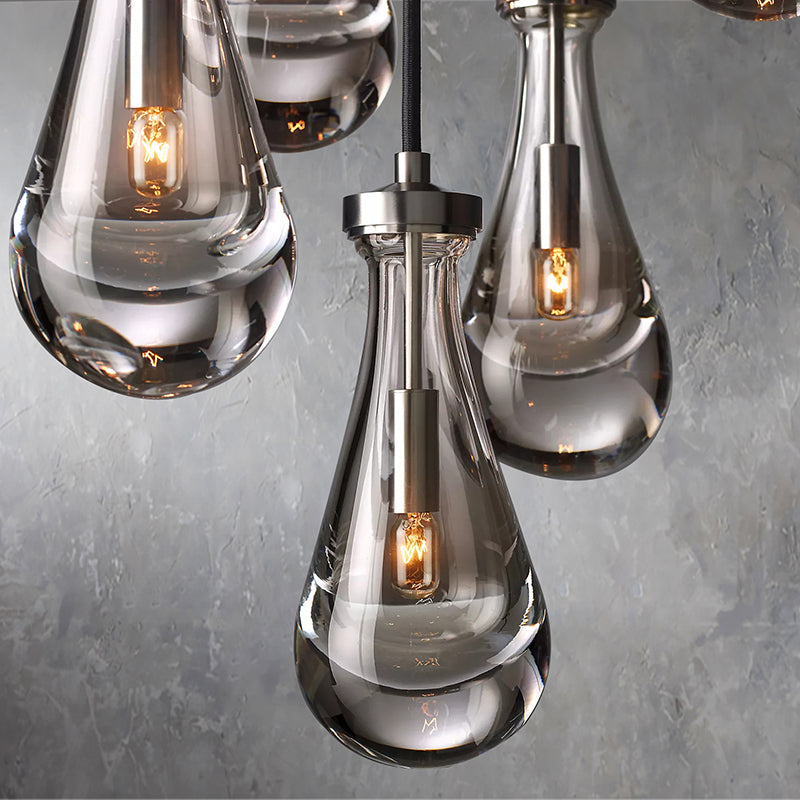 Rain Glass Round Chandelier 18"