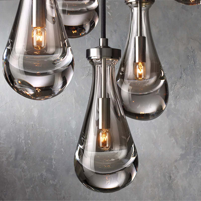 Rain Glass Round Chandelier 18"