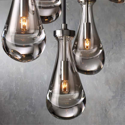 Rain Glass Round Chandelier 18"