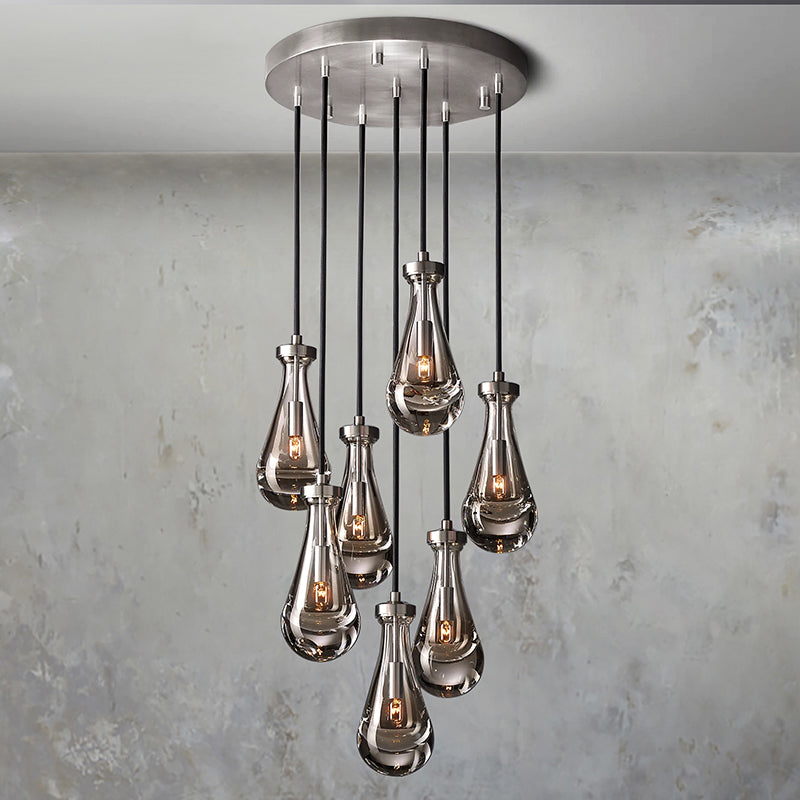 Rain Glass Round Chandelier 18"