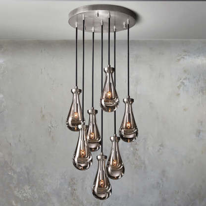 Rain Glass Round Chandelier 18"