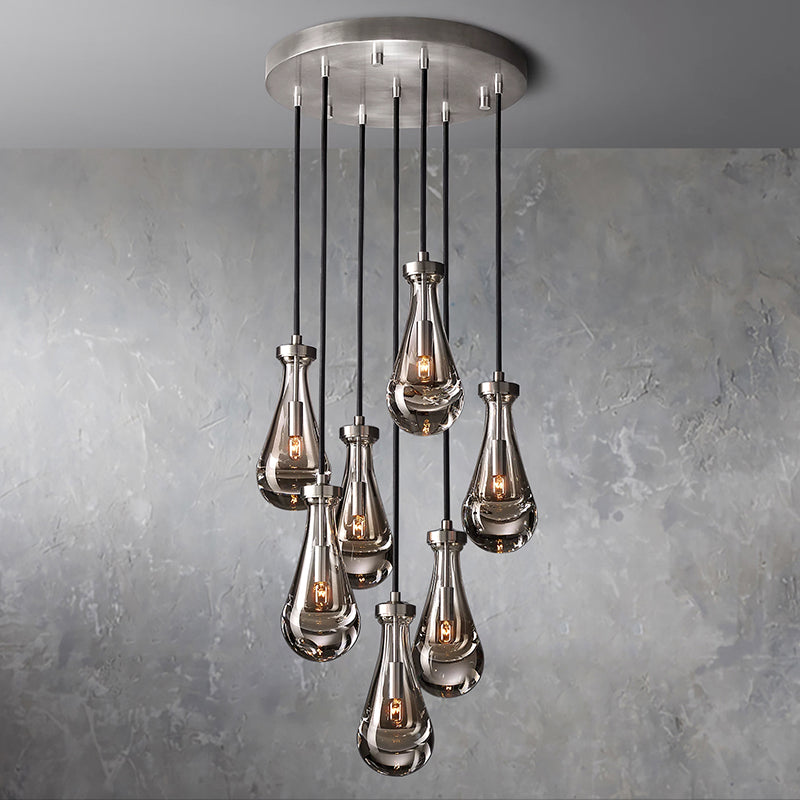 Rain Glass Round Chandelier 18"