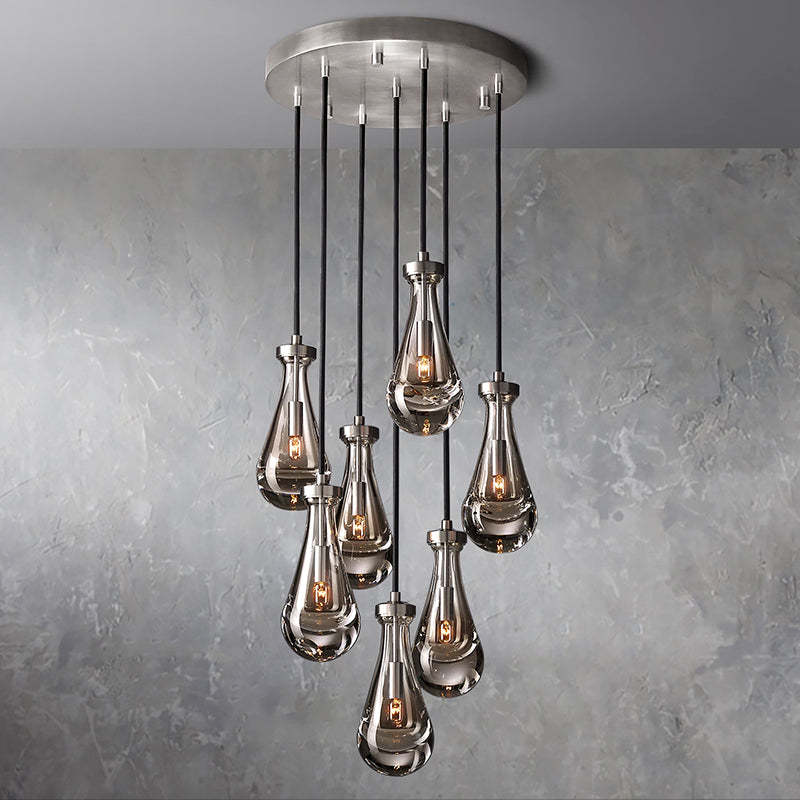 Rain Glass Round Chandelier 18"