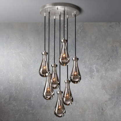 Rain Glass Round Chandelier 18"