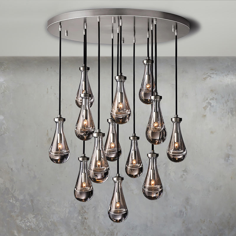 Rain Glass Round Chandelier 36"