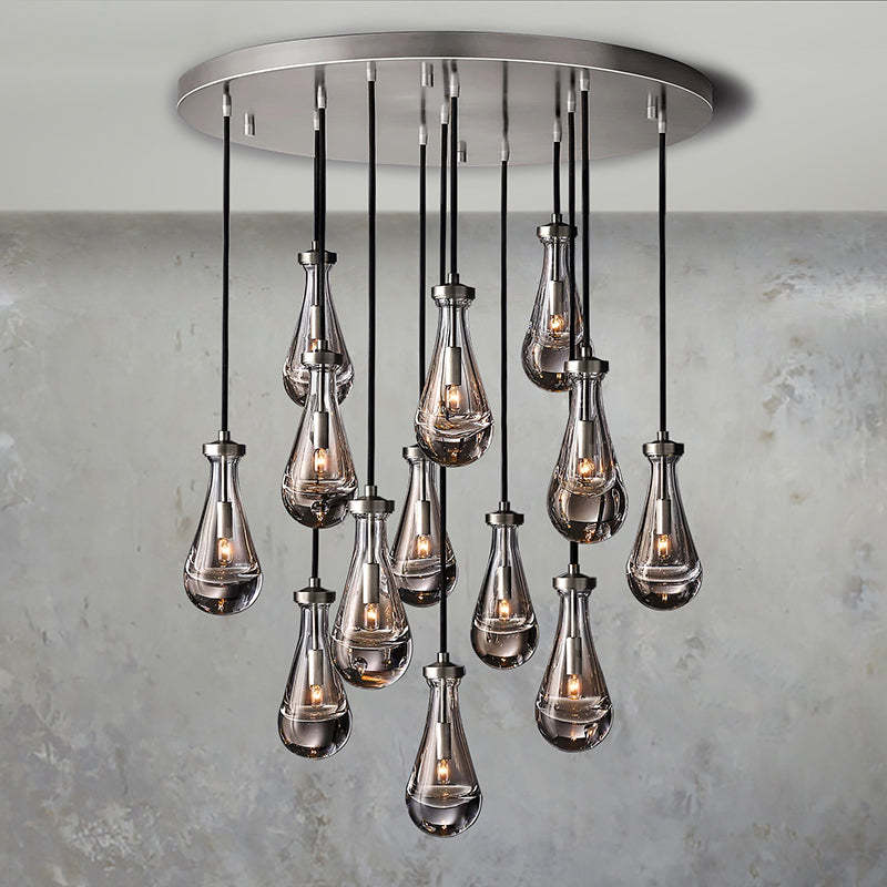 Rain Glass Round Chandelier 36"