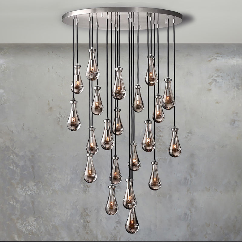 Rain Glass Round Chandelier 47" Dimmable 