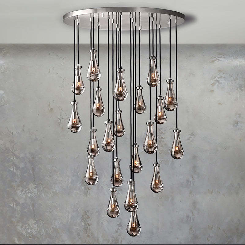 Rain Glass Round Chandelier 47" Dimmable 