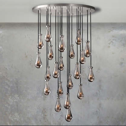 Rain Glass Round Chandelier 47" Dimmable 
