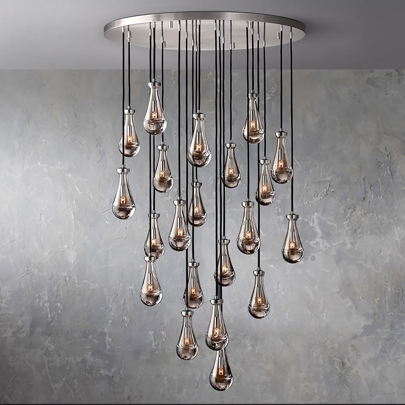 Rain Glass Round Chandelier 47" Dimmable 