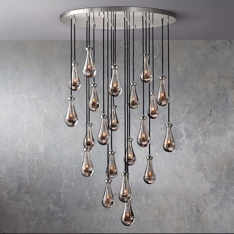 Rain Glass Round Chandelier 47" Dimmable 