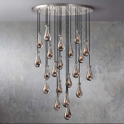 Rain Glass Round Chandelier 47" Dimmable 
