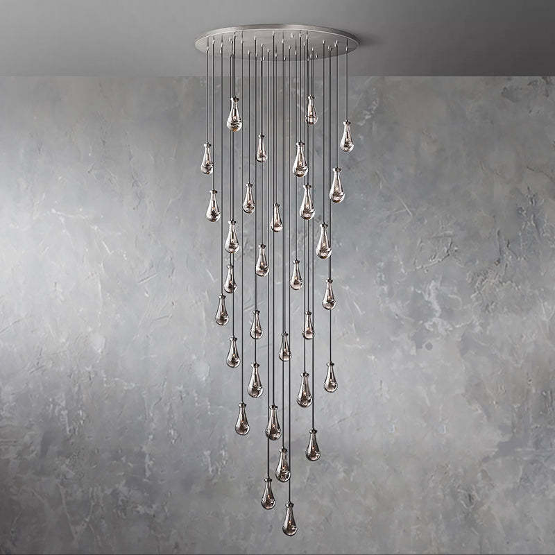 Raindrop Glass Round Chandelier Diam 60"