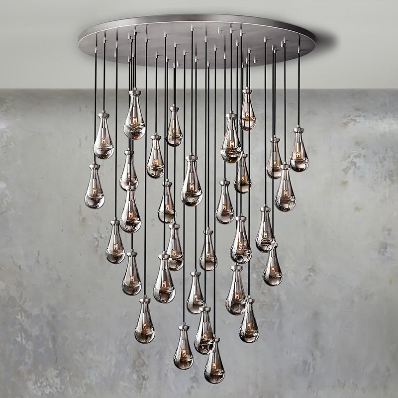 Raindrop Glass Round Chandelier Diam 60"