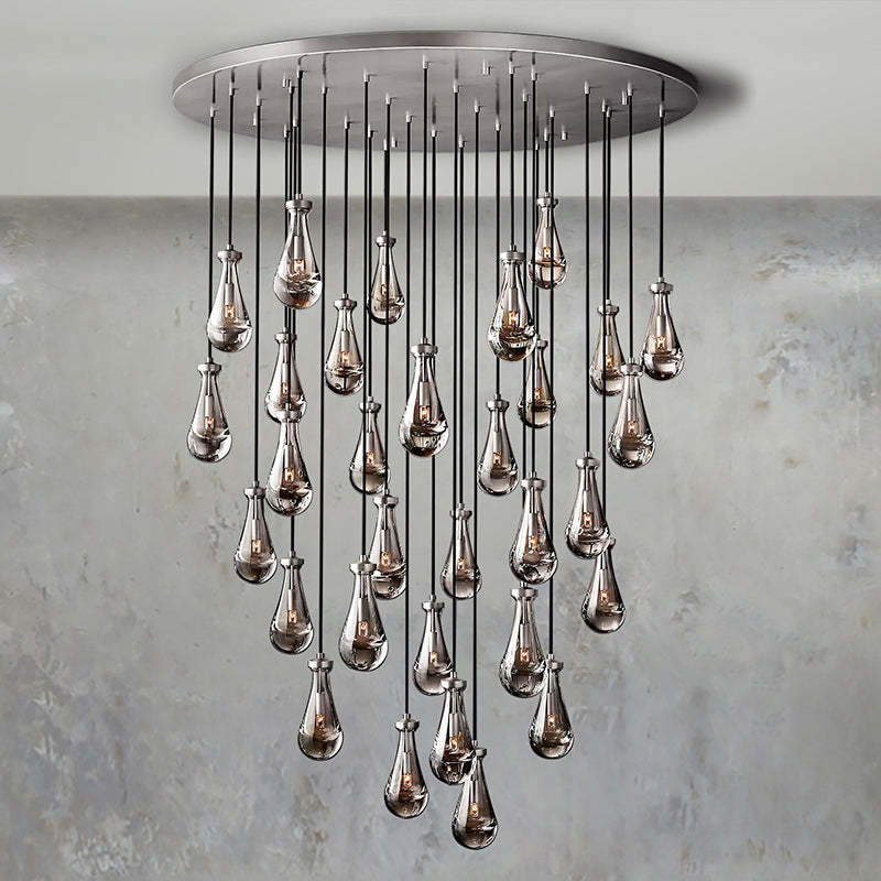 Raindrop Glass Round Chandelier Diam 60"