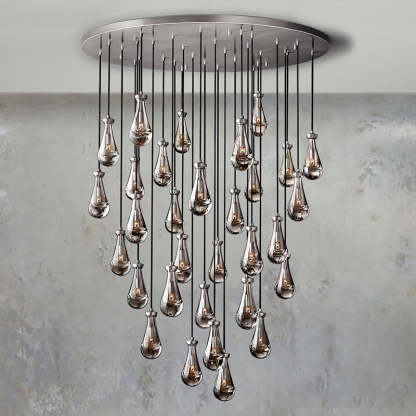Raindrop Glass Round Chandelier Diam 60"