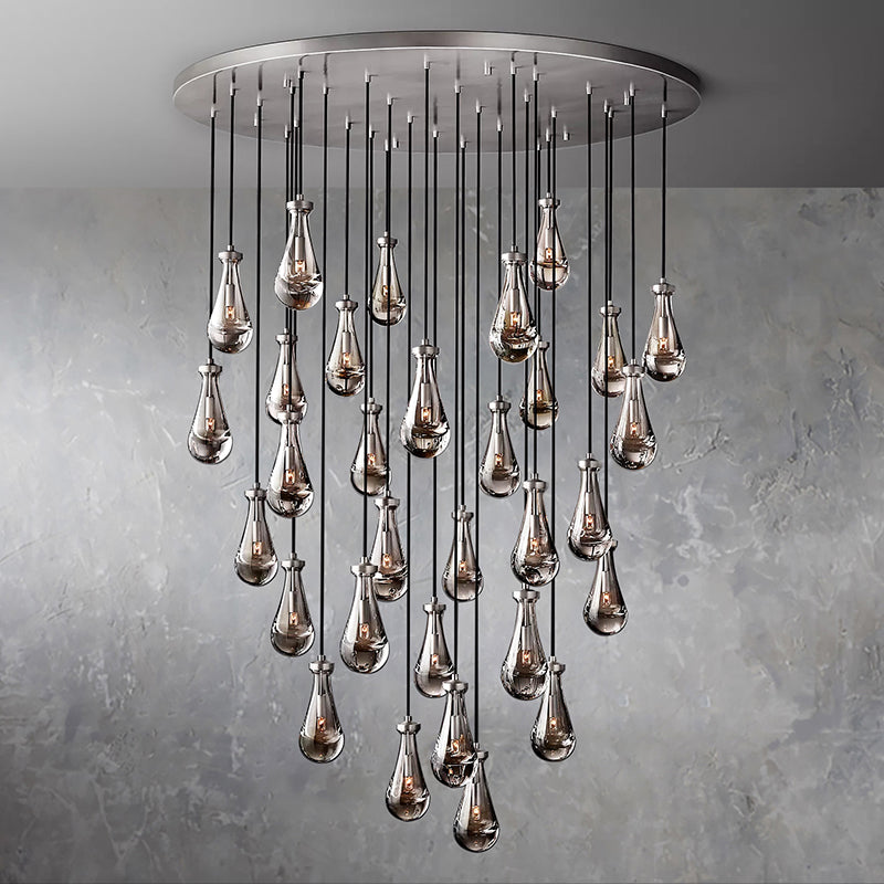 Raindrop Glass Round Chandelier Diam 60"