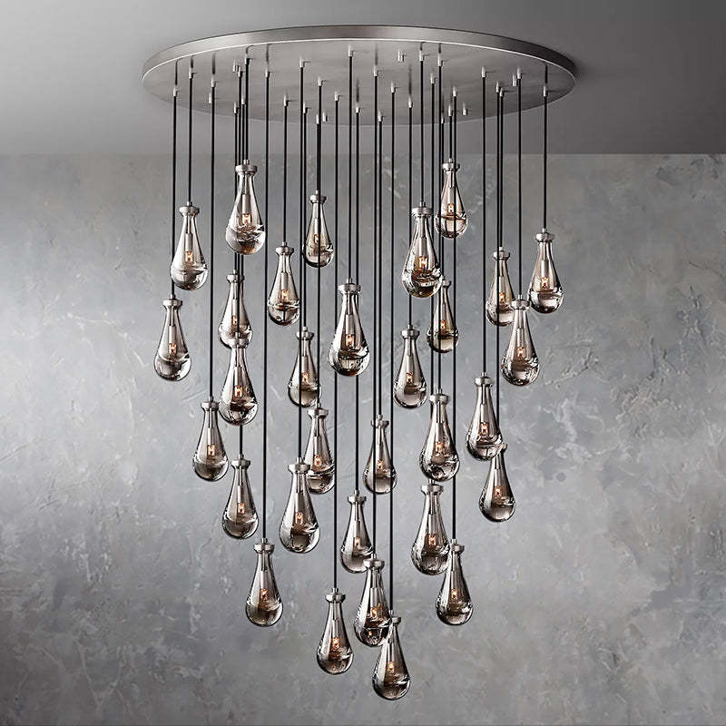 Raindrop Glass Round Chandelier Diam 60"