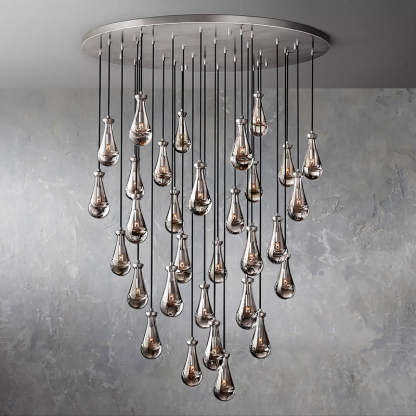 Raindrop Glass Round Chandelier Diam 60"