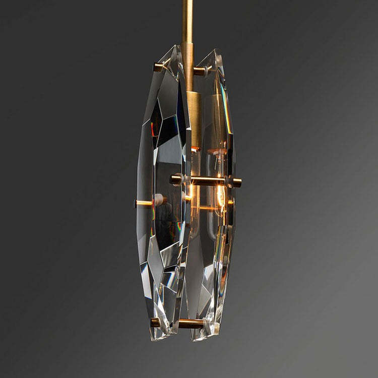 Modern Faceted Smoke Crystal Pendant Lighting 1-Light