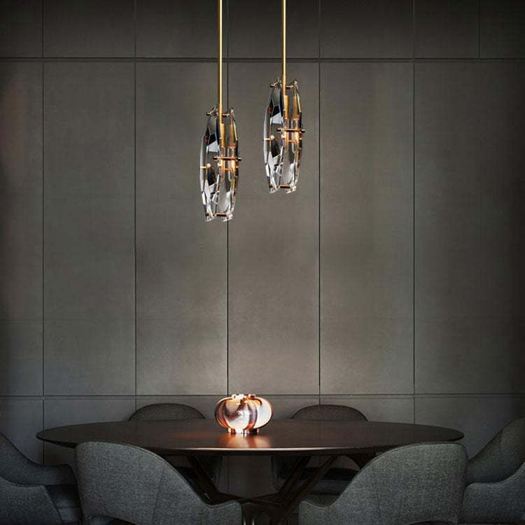 Modern Faceted Smoke Crystal Pendant Lighting 1-Light