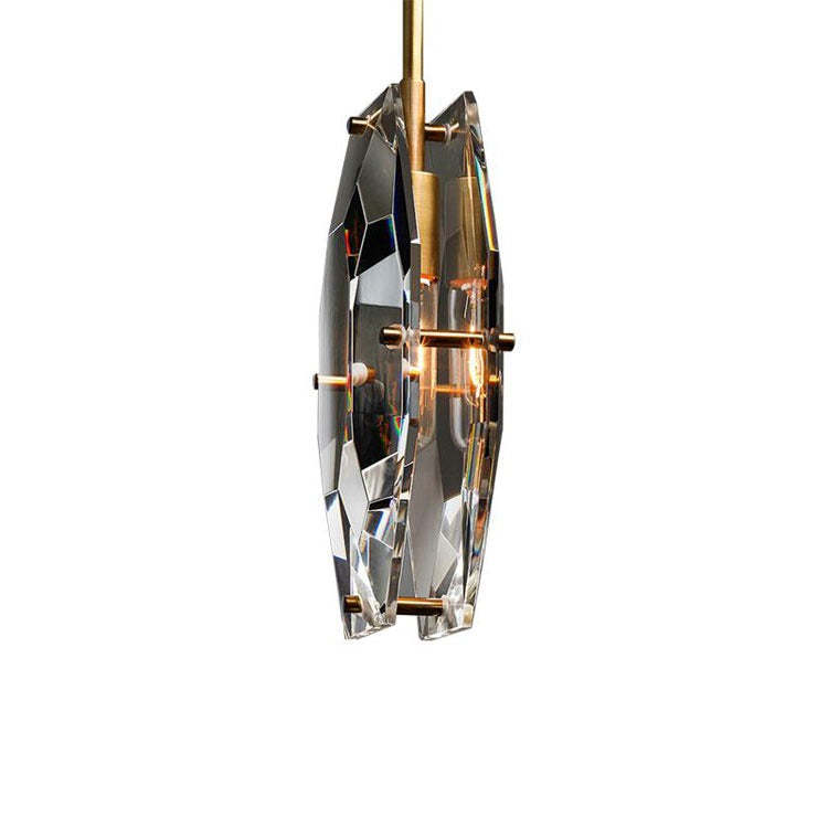 Modern Faceted Smoke Crystal Pendant Lighting 1-Light