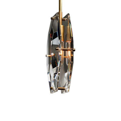 Modern Faceted Smoke Crystal Pendant Lighting 1-Light
