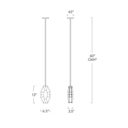 Modern Faceted Smoke Crystal Pendant Lighting 1-Light