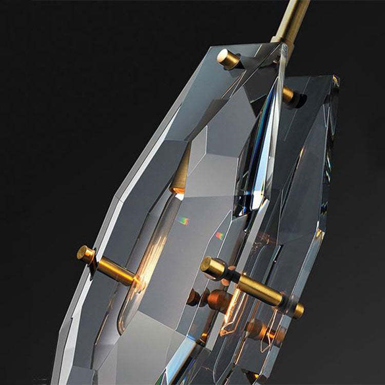 Modern Faceted Smoke Crystal Pendant Lighting 1-Light
