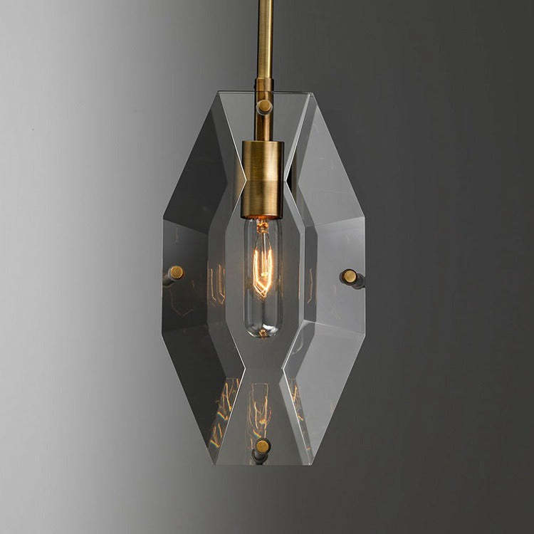 Modern Faceted Smoke Crystal Pendant Lighting 1-Light