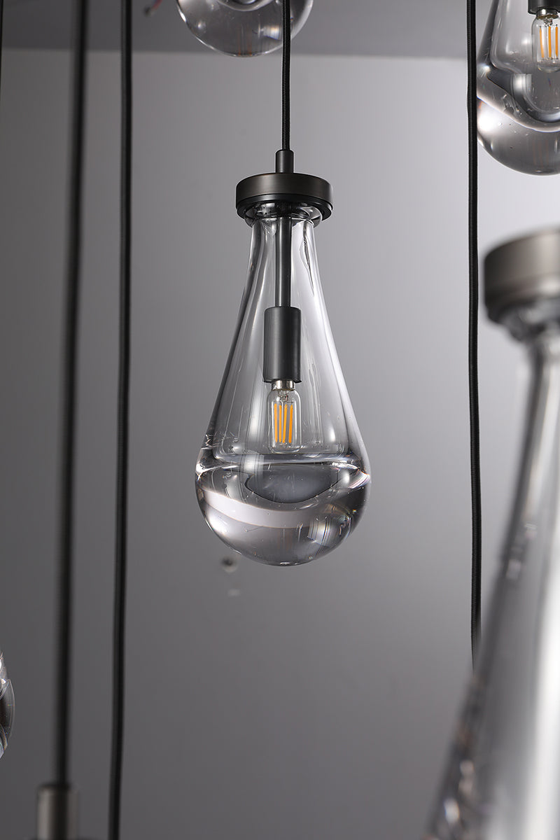Rain Glass Round Chandelier 47" Dimmable 