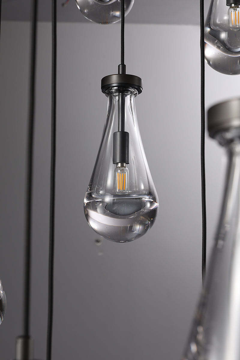 Rain Glass Round Chandelier 47" Dimmable 