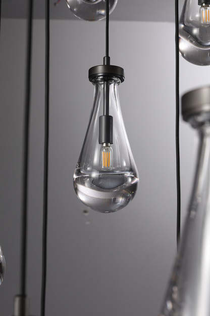 Rain Glass Round Chandelier 47" Dimmable 