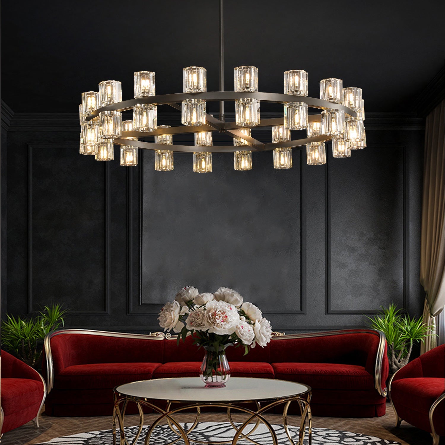 Arcahonk Crystal Round Chandelier 36"