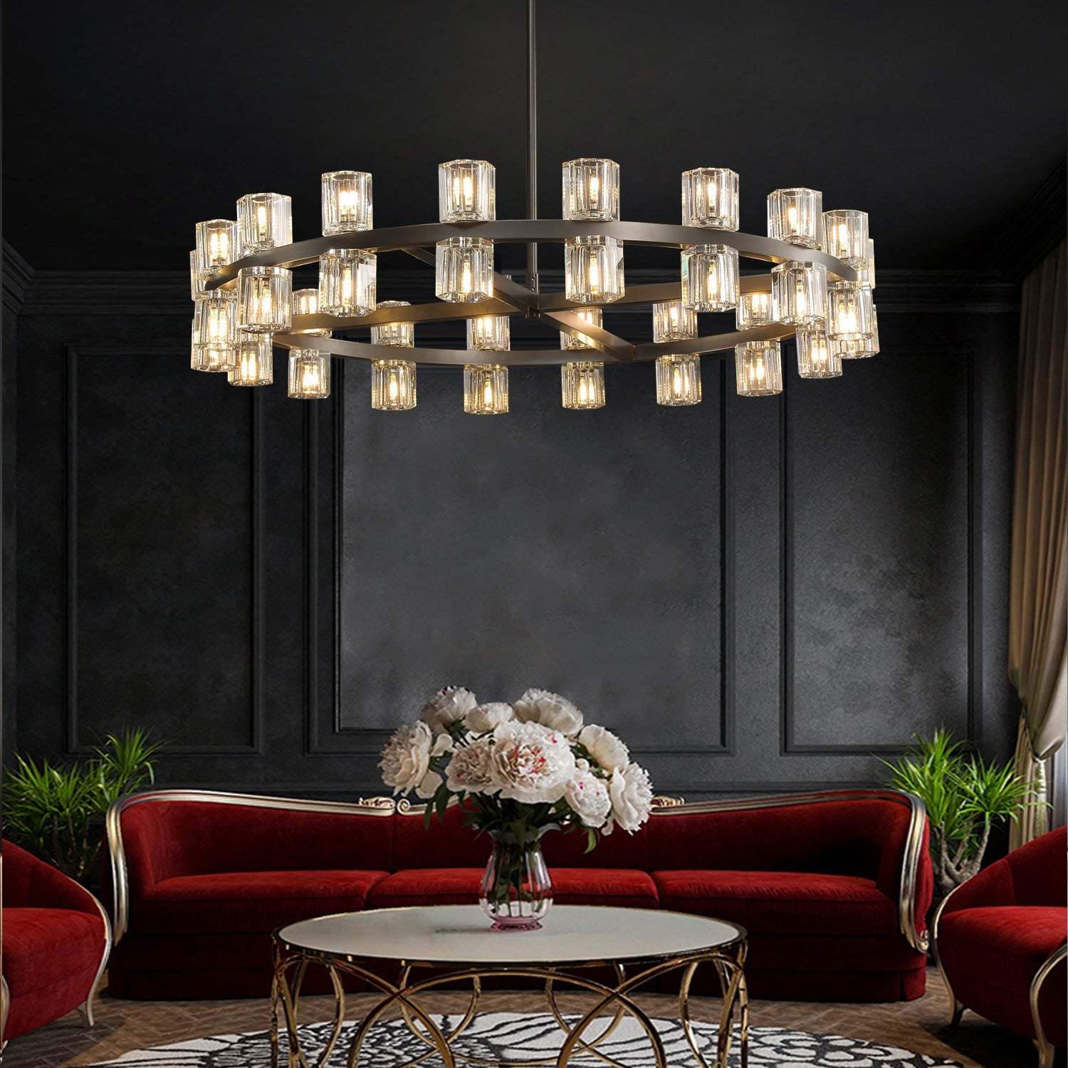Arcahonk Crystal Round Chandelier 36"