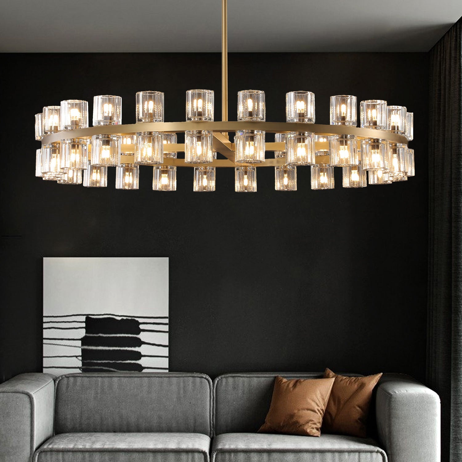 Arcahonk Crystal Round Chandelier 48"